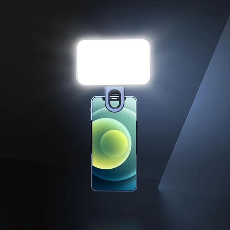 Mini luz LED de bolsillo para selfies, 3 modos de brillo ajustable, recargable, con clip para iPhone, portátil, luz para video en vivo