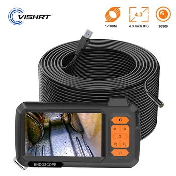 4.3'' IPS 스크린 산업용 내시경 카메라 분할 디자인 1-100m 엄밀한 케이블 방수 검사 자동차 파이프 카메라 내시경 8mm