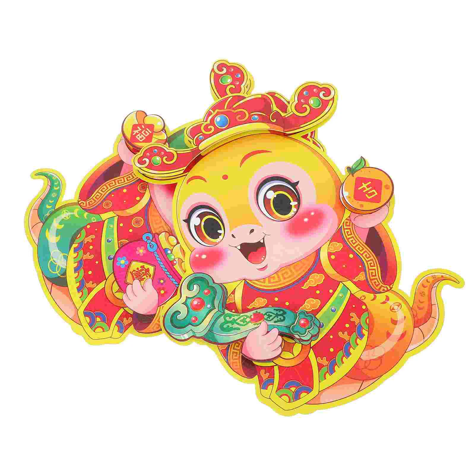 

Glass Sticker Decoration Chinese New Year Decal Spring Festival Couplets Wall Sponge Window Clings for Windows