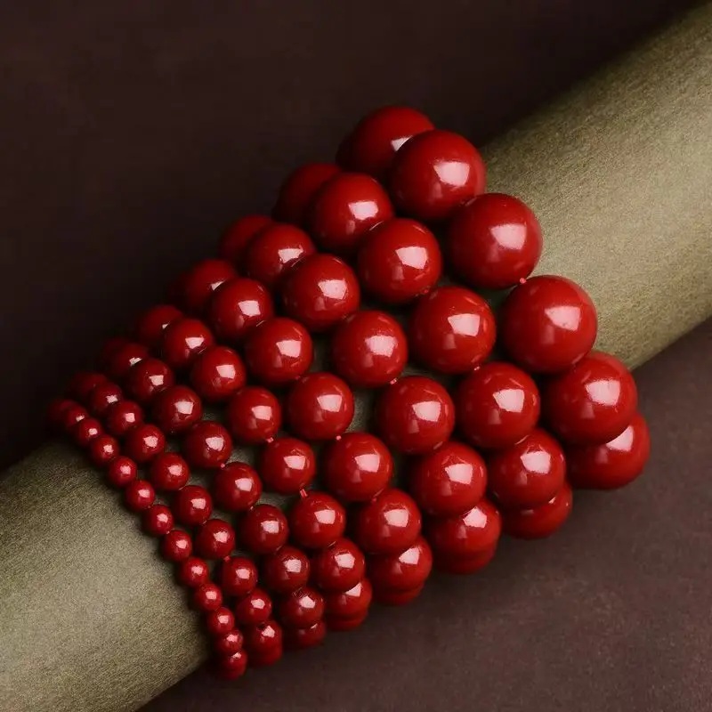 

Wholesale natural vermilion string transfer beads jewelry Buddha beads male amulet life year single circle hand