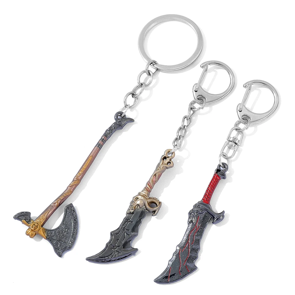 God of War Keychain Ax Sword Key Chains ملحقات حلقة مفاتيح السيارة للرجال والنساء #2