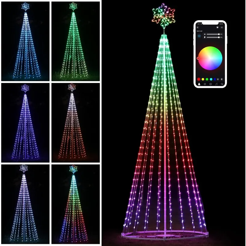 Outdoor Lighting Christmas Tree Lights, 12FT Smart LED Outside Christmas Tree LightShow App Control with 700 LED Lights Color