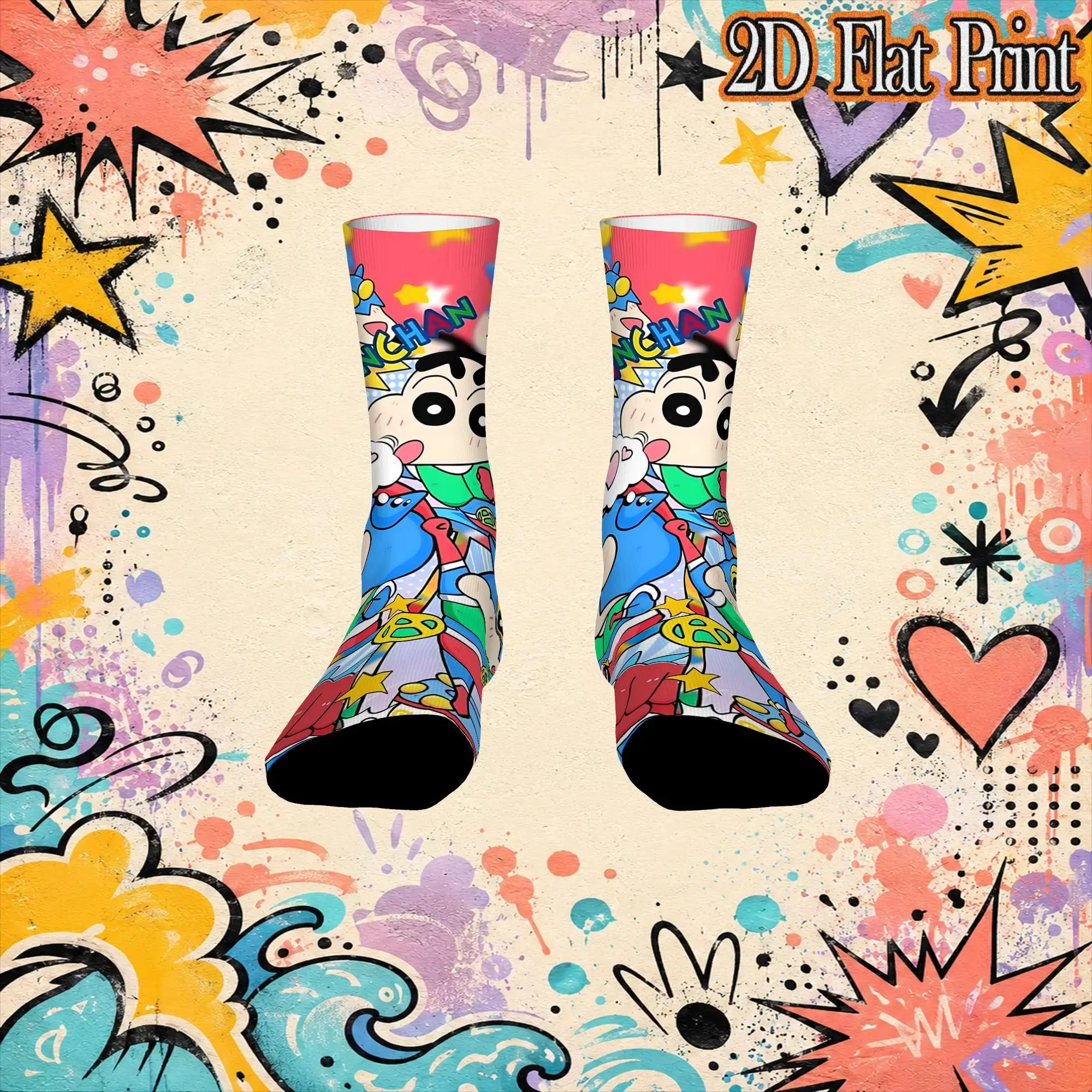 Sport Crayon S Shin chans Crazy Running Men's compression Socks Unisex items Crew Sock Cycling socks