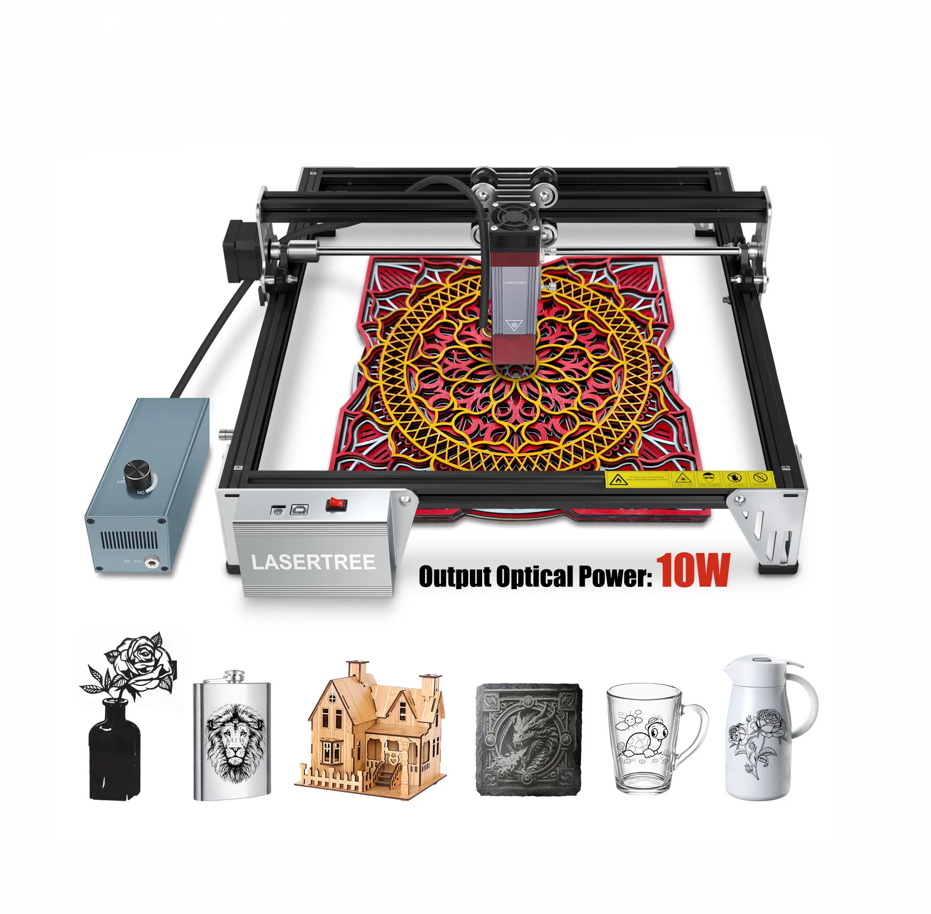 

Лазерный гравер LASER TREE K1 MINI 10 Вт, настольный, высокоточный, для самостоятельного изготовления логотипов, резки по дереву, диодный лазерный гравировальный станок