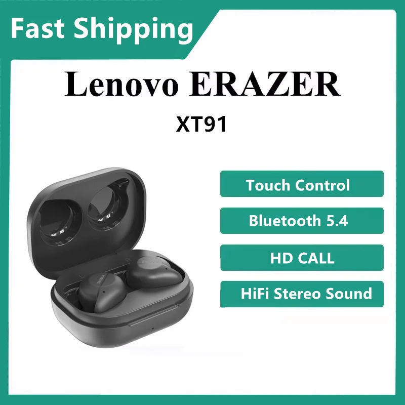 NEW ERAZER XT91 Earphones Bluetooth TWS Headphones Wireless Mini Lenovo Earbuds with Mic Color Transparent Headsets Portable