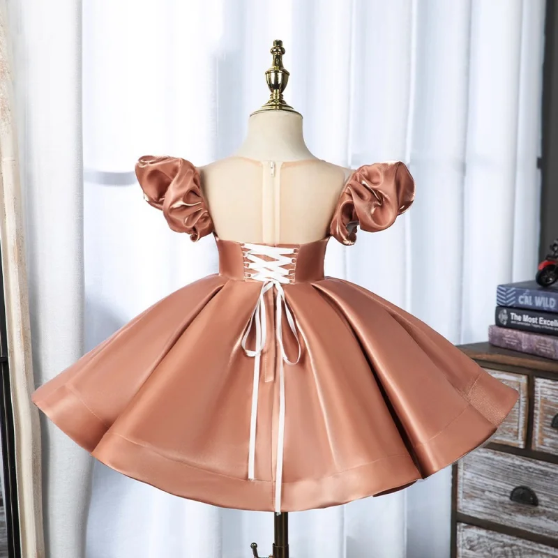

Girls' Formal Dress Children's Princess Dress Wedding Dress Short Dress Baby Birthday Host Piano Performance Puffy Dress First B