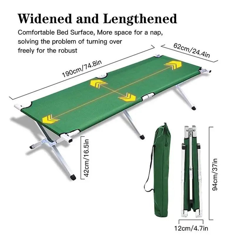 Camping Folding Bed Multifunctional Outdoor Tent Portable Iron Folding Cot Sleeping Bed for Hiking Travel Office Self Driving