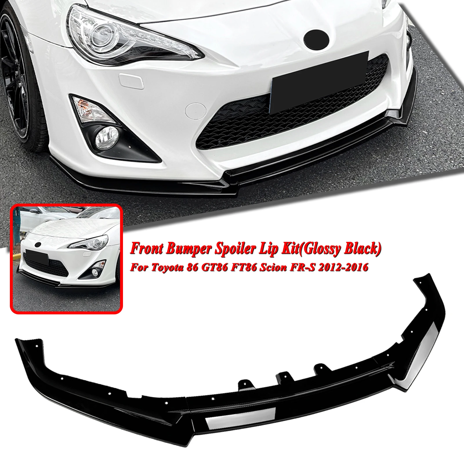 

Front Bumper Spoiler Lip Lower Splitter Blade For Toyota 86 GT86 FT86 Scion FR-S 2012-2016