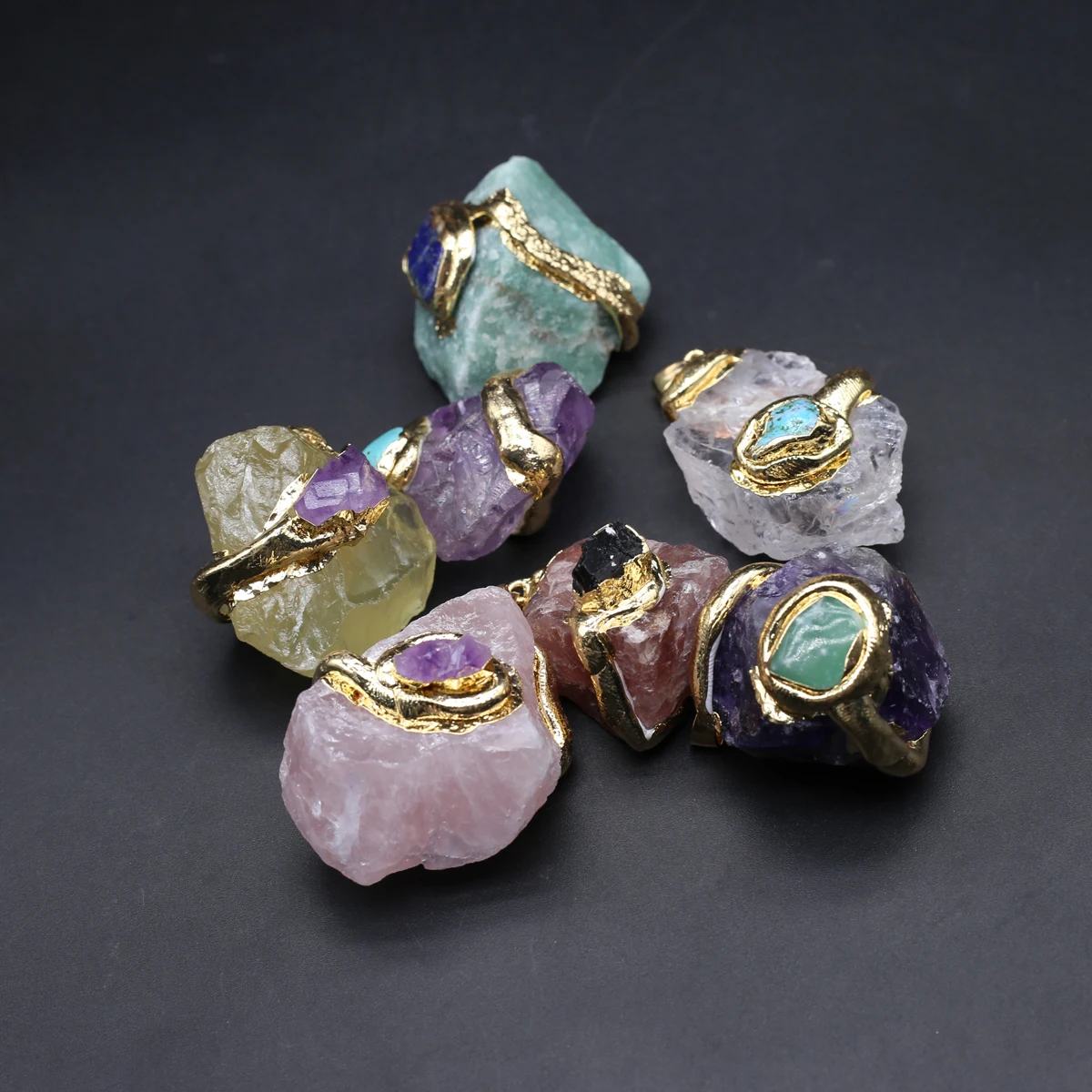 4PCS Natural Stone Pendant Irregular Rough Quartz Crystal Energy Charms For Jewery Making Earrings Necklace DIY Accessories