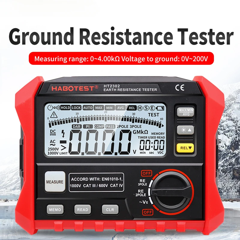 HABOTEST HT5205 Megohmeter Digital Insulation Tester Multimeter 2500V High-Precision Voltmeter Resistance Meter