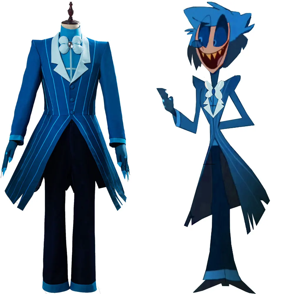 

Hazbin Cosplay Hotel ALASTOR Costume Blue Uniform Suit Halloween Carnival Costumes