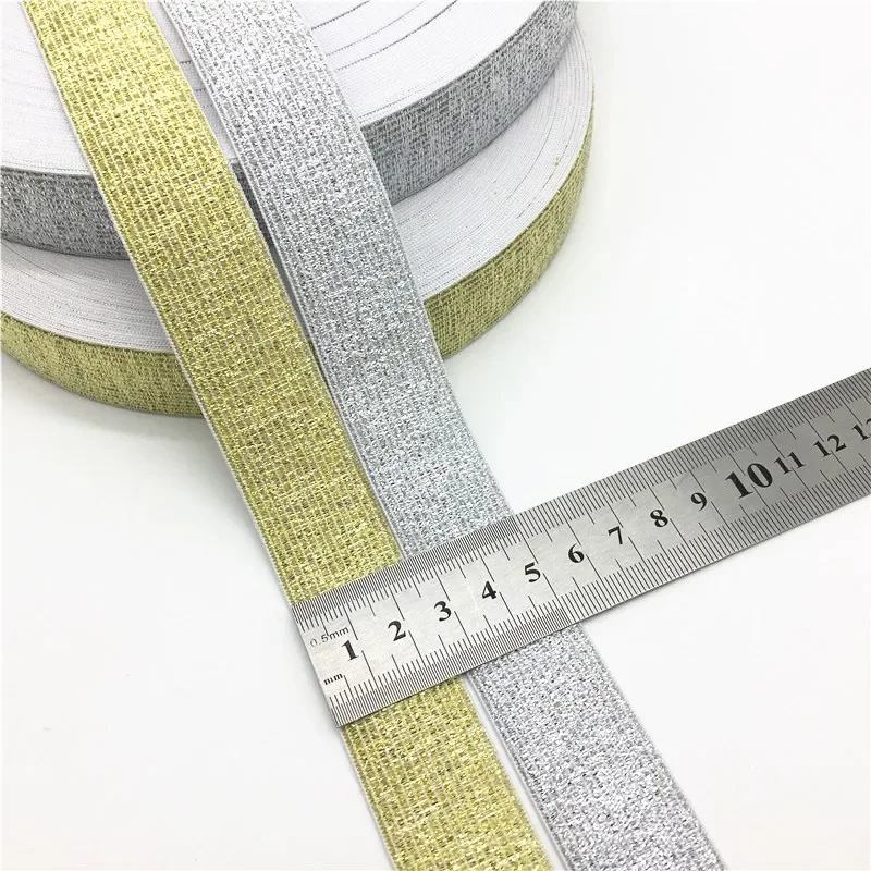 Gold Silver Nylon Elastic Bands  High Quality 25mm 40mm Width Elastic Band For Garment Trousers Sewing DIY Accessories 1meter