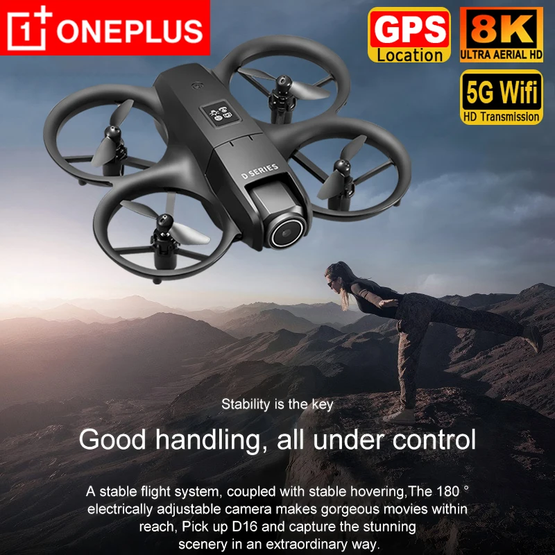 

OnePlus D16 Дрон 8K Воздушный HD Профессиональный вертолет с двойной камерой Оптический поток GPS-позиционирование Уникновение Бесщеточный двигатель Дрон