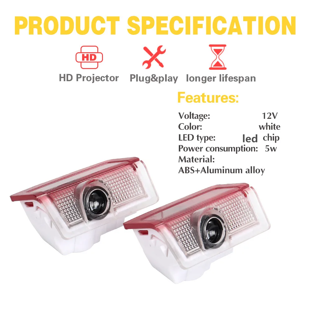 2x LED باب السيارة شعار العارض ترحيب إكسسوارات مضيئة لمرسيدس بنز W213 W166 W167 W176 W177 W205 W246 W212 E300 C300 GLC