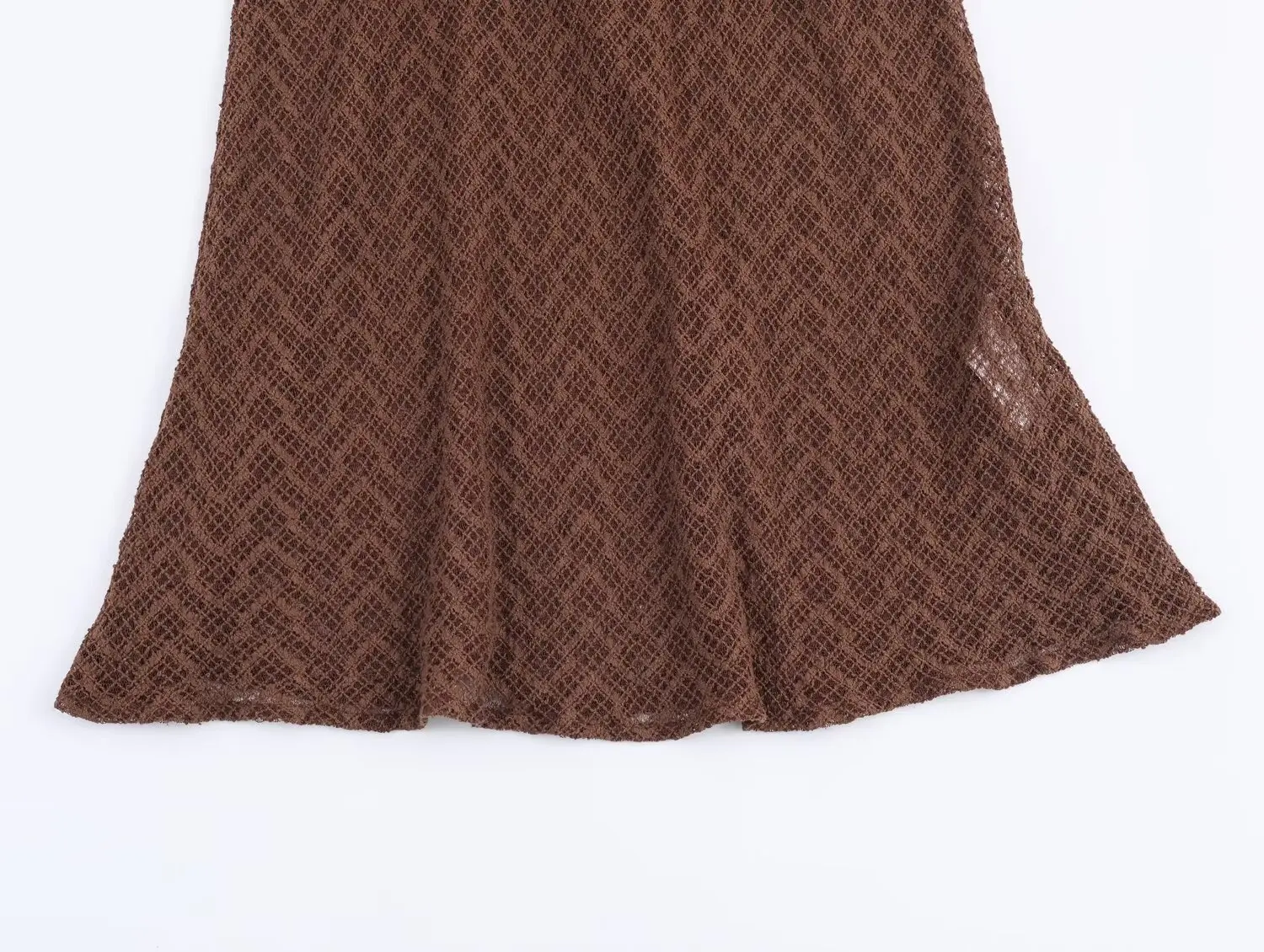 DiYiG FRAU 2025, Winter Neue Mode Hohl Gestrickte V-ausschnitt Dünnes Kleid Chic Flare Hülse Bogen Verziert Lange Kleid Vestidos Mujer