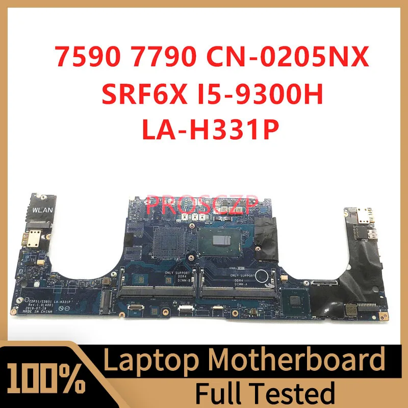 

Mainboard CN-0205NX 0205NX 205NX FOR DELL 7590 7790 Laptop Motherboard LA-H331P With SRF6X I5-9300H CPU 100% Full Working Well