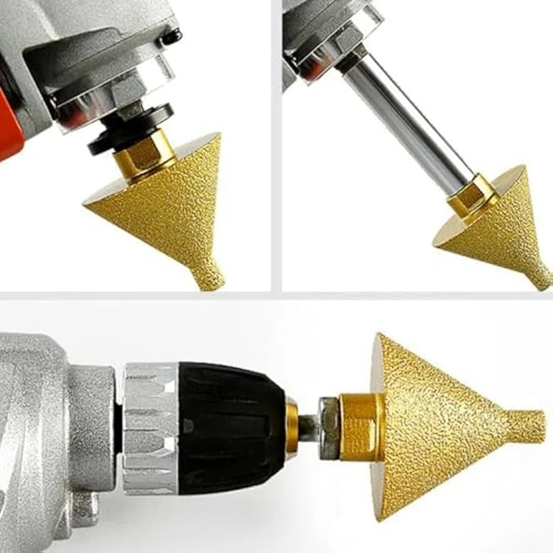 2Pcs M10 Diamond Chamfering Bits For Angle Grinders,Tile  Trimming Cone Carve Polishing Grinding Wheel