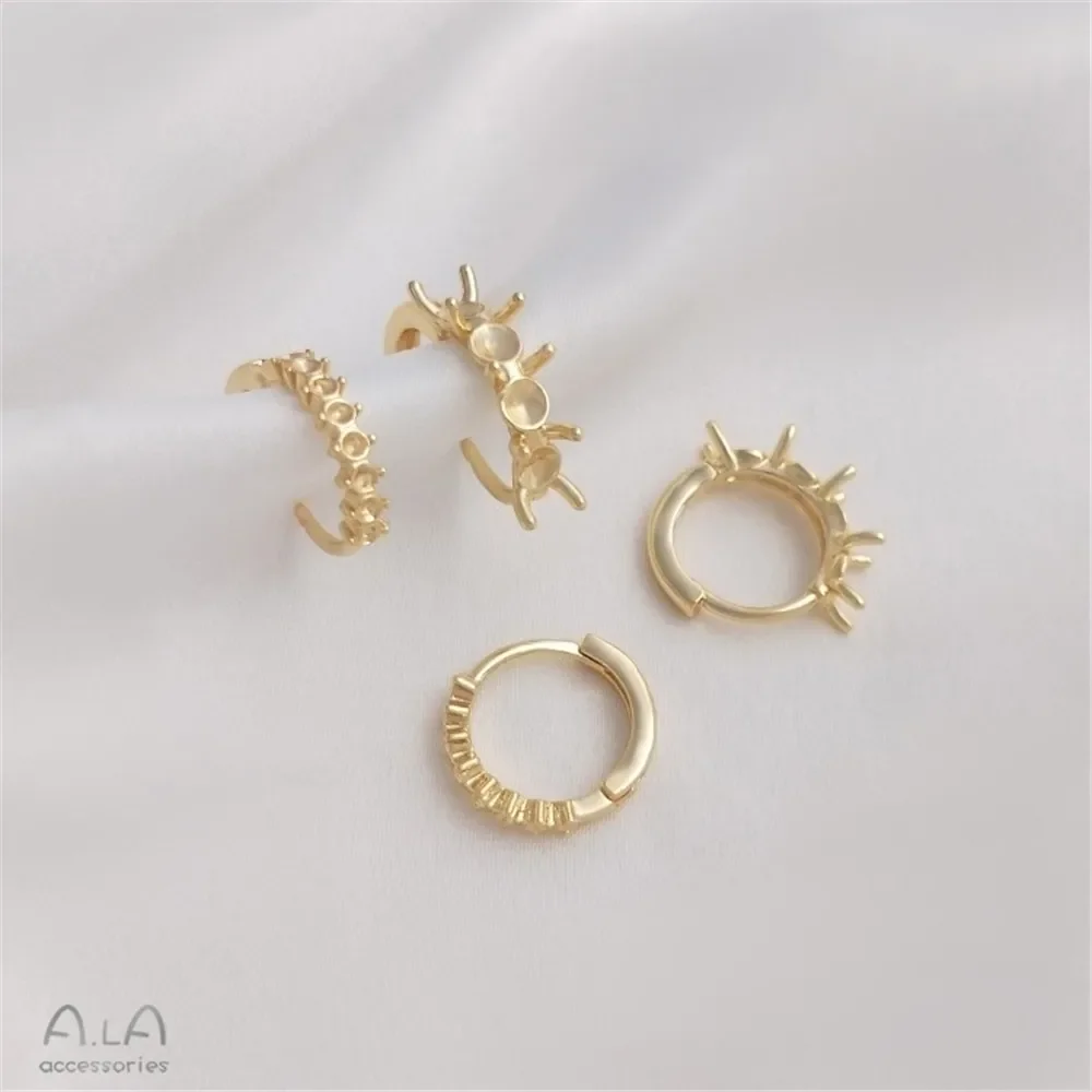 Pendientes de perlas de cristal pegados a mano, soporte vacío con cuentas DIY de oro Real de 14K, joyería para las orejas, accesorios hechos a mano E249