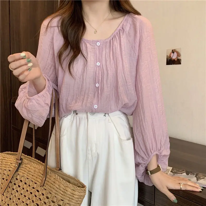 Shirts Women 5 Colors Thin Casual Student Sun-protection Harajuku High Street Femme Hipster Tender Summer Elegant Pure All-match