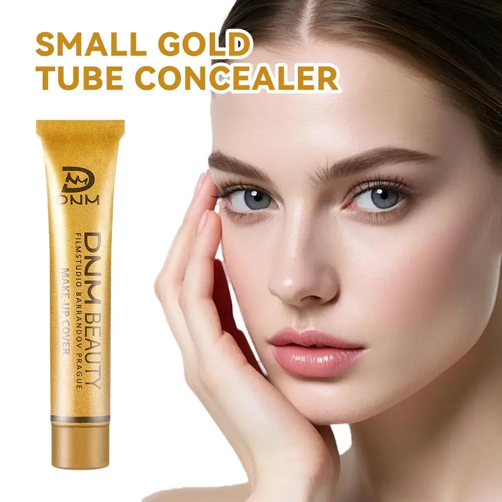 Corrector en Tubo Dorado Pequeño de Larga Duración, Resistente a las Manchas, Cobertura Total para Marcas de Acné, Ojeras, Base de Maquillaje Fotogénica para Mujer