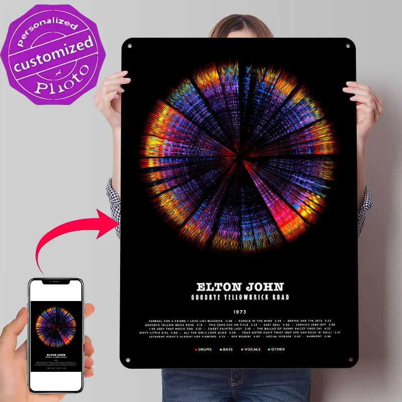 Póster de Elton John - Goodbye Yellow Brick Road (1973), Letreros Metálicos Retro Impresos en 3D, Decoración de Pared Personalizada, Regalo de Lujo