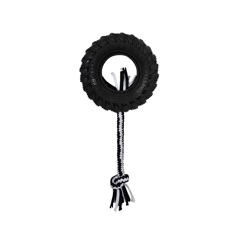 Wholesale Manufacturer Rubber Dog Black Tires Toys With Rope