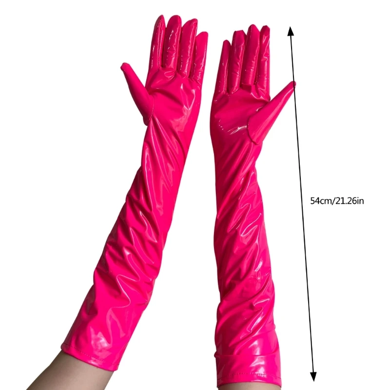 Dark Long Gloves PU Proms Gloves for Operas Stage Performances Evening Dinner Women Gloves Lady Gloves Dropshipping
