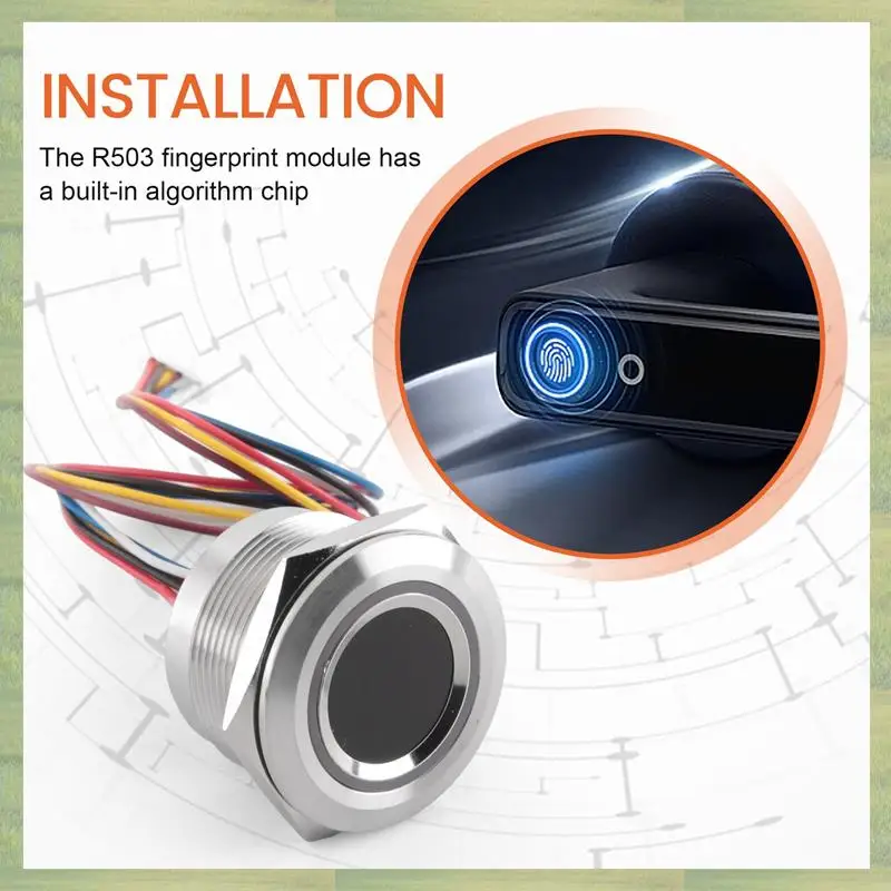 

N15R-R503 Circular Round RGB Ring Indicator LED Control DC3.3V MX1.0-6Pin Capacitive Fingerprint Module Sensor Scanner