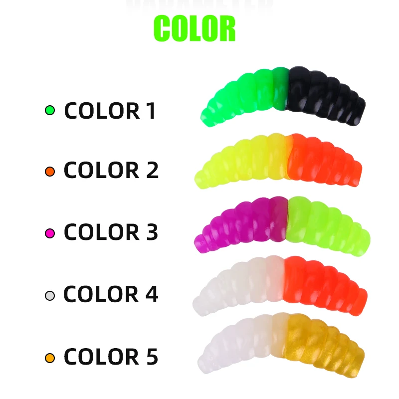 Weihe 20 Stück Sportliche Große Zweifarbige Mehlwurm-Köder 3,5cm 1,4g PVC-Material Weicher Köder