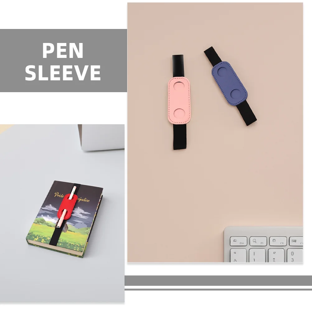 6Pcs PU Pen Holders Elastic Band Notebook Sleeve Compact Protective Storage Pouch for Planner Journal Pen