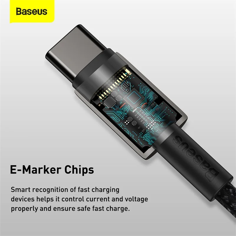 Baseus PD 100W Type-C to Type-C Cable for Huawei Xiaomi 5A Fast Charger for MacBook iPad ApplebookPro Quick Charger Data Cable