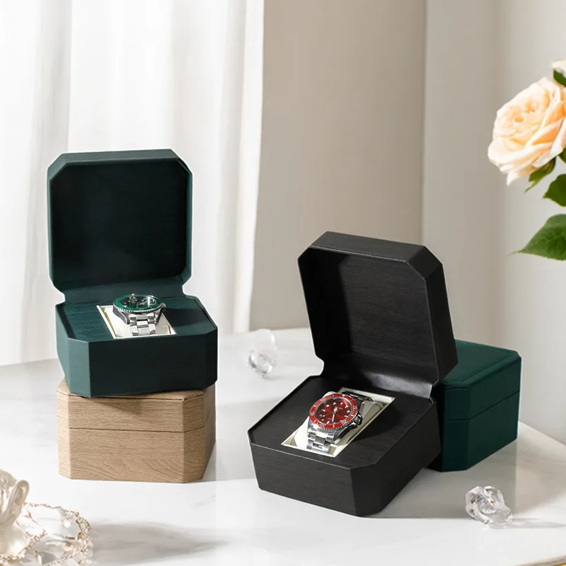 فتحة واحدة صندوق ساعة الرجال الساعات الفاخرة هدية حالة جلدية ووتش صناديق التعبئة والتغليف السفر المحمولة ووتش تخزين الحالات #4