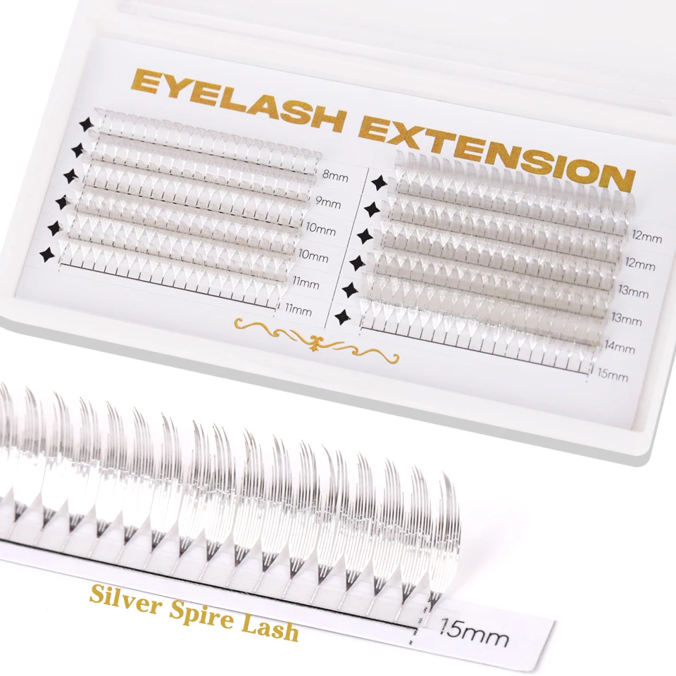 RUJADE Glitter Aurora Silver White Red Green Blue Golden Color Anime Eyelash Comic Spire Feather Premade Fan Lash Extensions