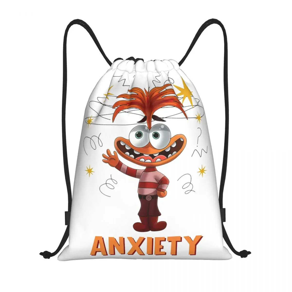 Inside Out Emotions Anxiety Drawstring Bags Sports Backpack Gym Sackpack Cartoon String Bag for Hiking