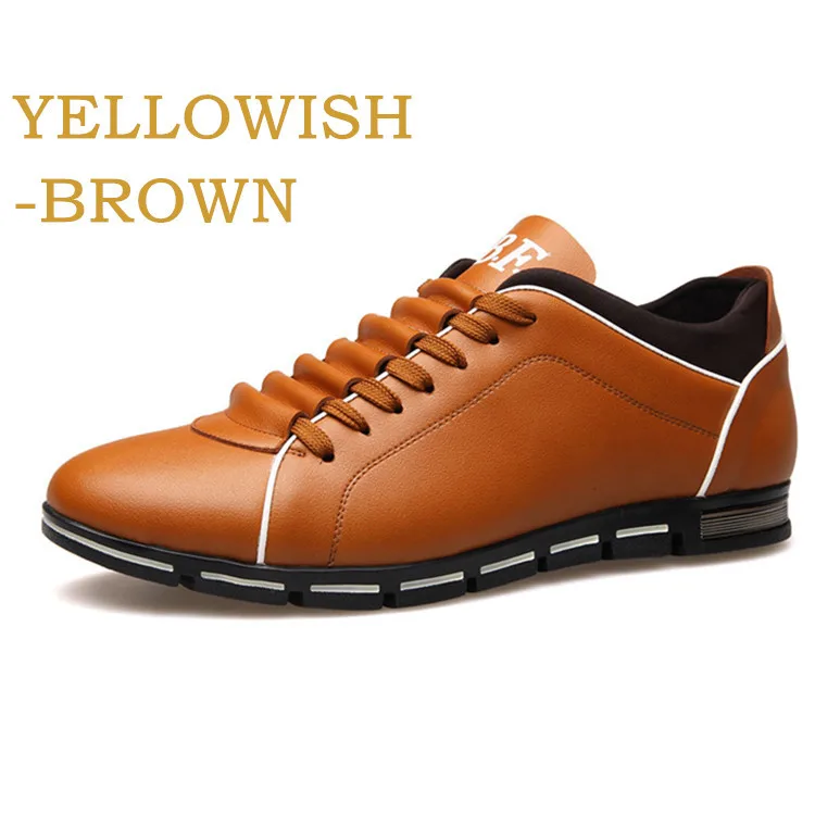 Spring Autumn New Men Shoes Casual Sneakers Fashion Solid Leather Shoes Formal Business Sport Flat Round Toe Light Breathable