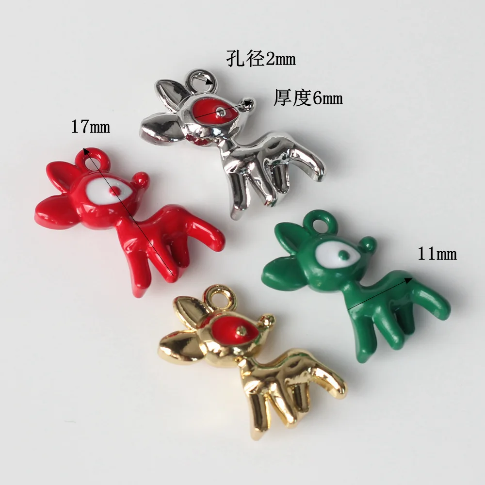 10Pcs/pack Simple Alloy Spray Painted Oil Dripping Elk Pendant DIY Bracelets Necklaces Jewelry Accessories