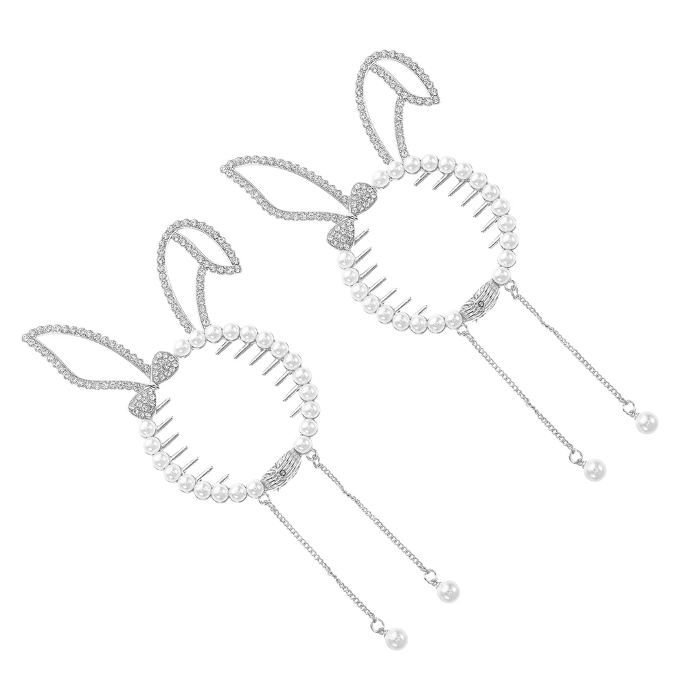 

2pcs Bun Holder Kids Accessories Bunny Ponytail Clip Bun Hair Clip for Children Party Stage Daily Use Lightweight Cute Ear