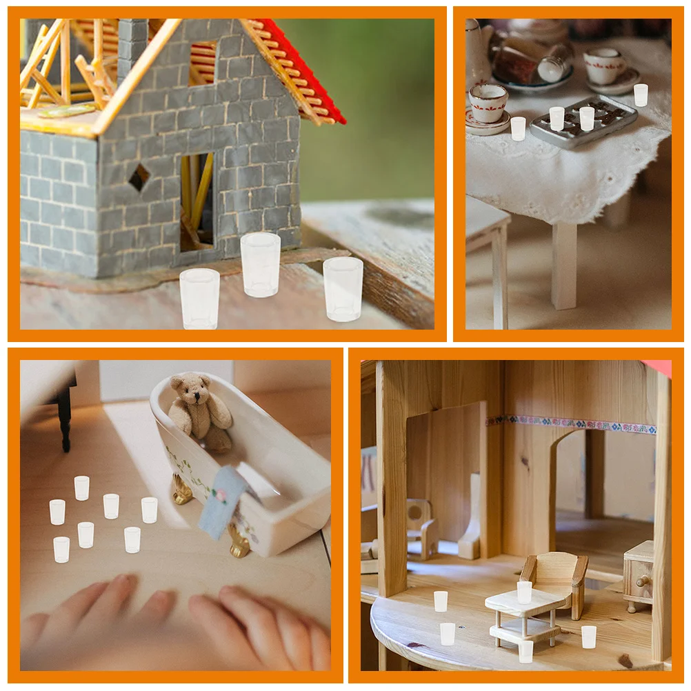 30 Pcs Toy Dollhouse Miniature Empty Cup Water Model Accessories Toys Coffee Abs Kitchen