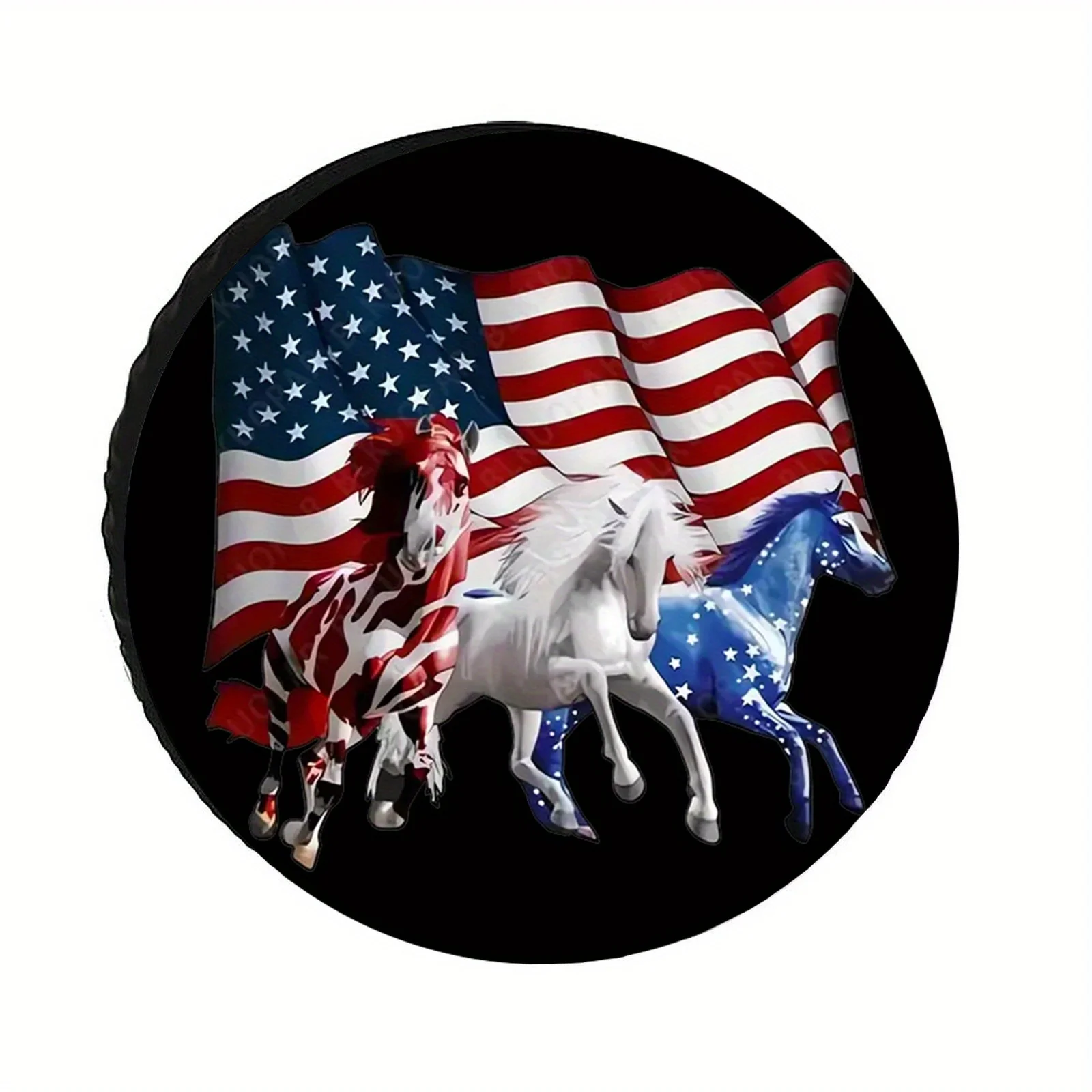 1pc  Durable Polyester National Flag And Horse Windproof And Dustproof Spare Tire Cover  Suitable For Rvs, Campers, Suvs, Truc