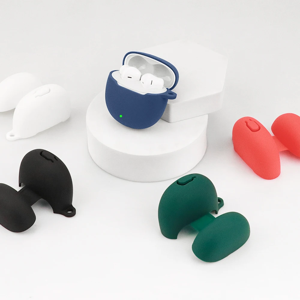 حافظة سيليكون مقاومة للصدمات لهاتف فيفو TWS Air 2 ، حماية كاملة الحافة ، غطاء سماعات بلوتوث ، بلون سادة