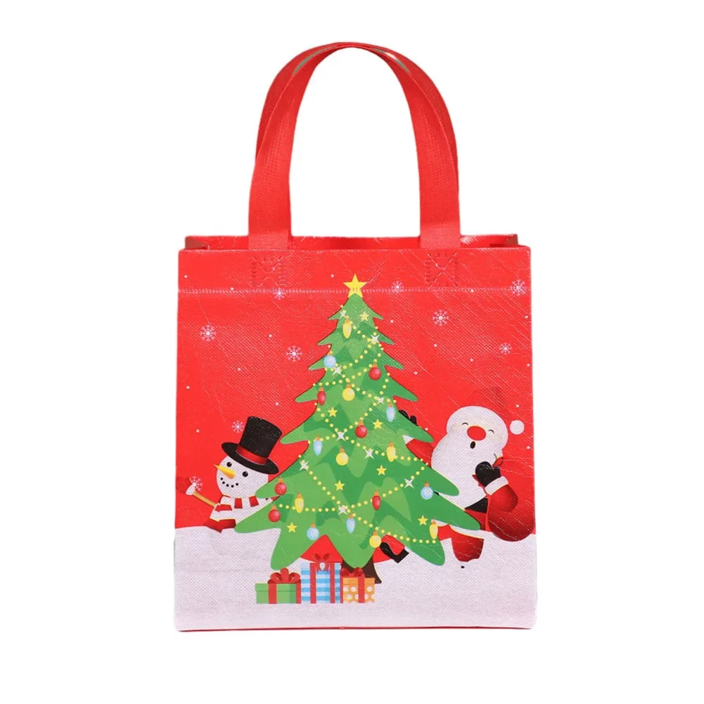 12pcs Christmas Non Woven Bag 22*23*11cm Santa Claus Tote Bag Shopping  Bag Christmas Gifts Bags Christmas Eve Pocket