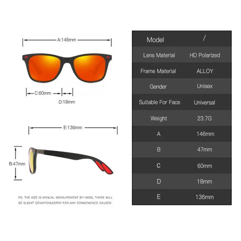 Classique Lunettes De Soleil Polarisées De Haute Qualité Hommes Femmes Carré D'entraînement Camping Randonnée Pêche Cyclisme Lunettes De Soleil UV400 Lunettes