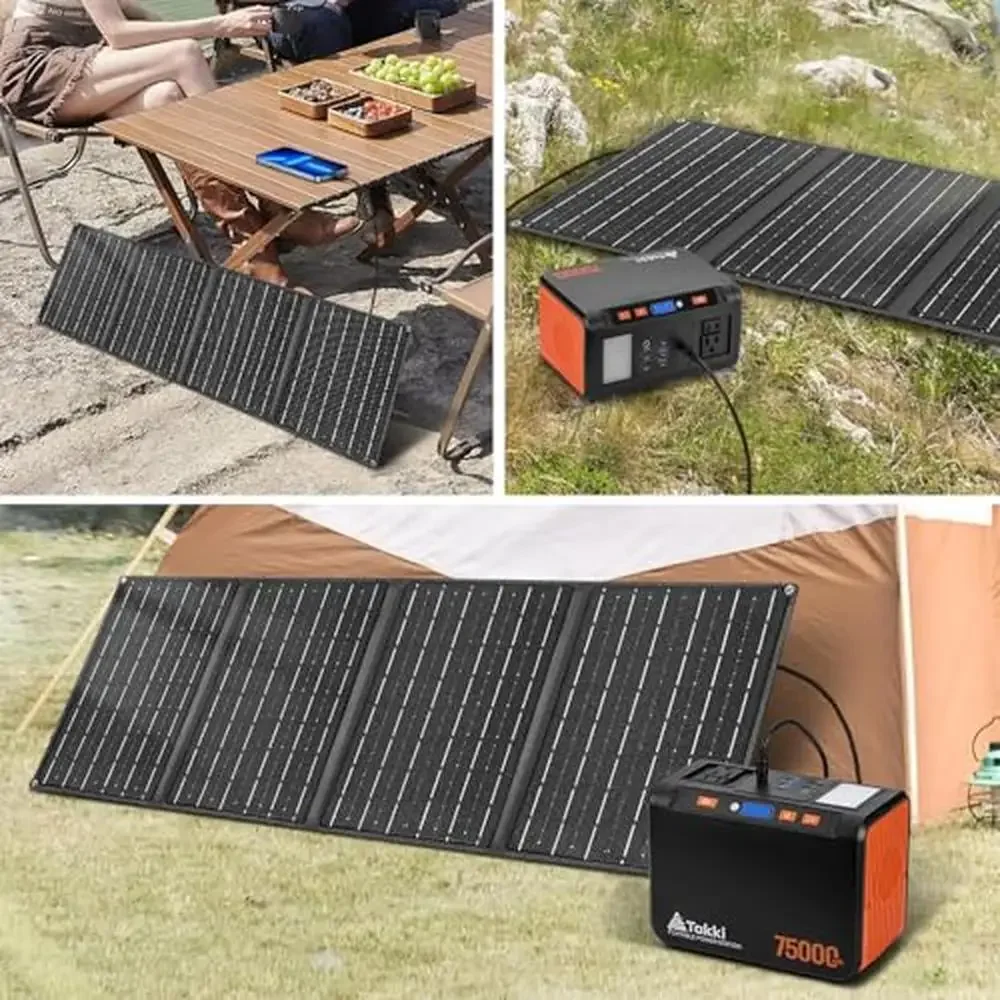 277Wh Solar Generator Portable Power Station with 40W Solar Panels 450W Peak AC Outlet DC USB Ports Foldable Panel System &