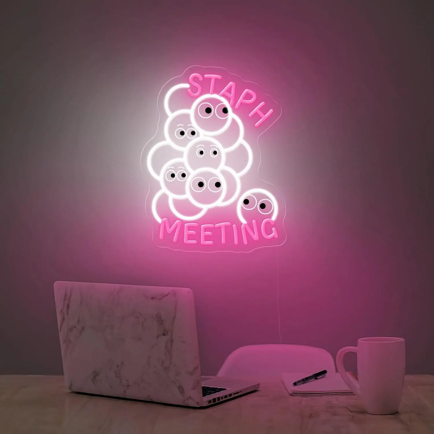 

Staph Meeting Neon Sign Microbiology Bacteria Humor LED Neon Light Classroom Nursing School Wall Decor Funny Science Lab Gift