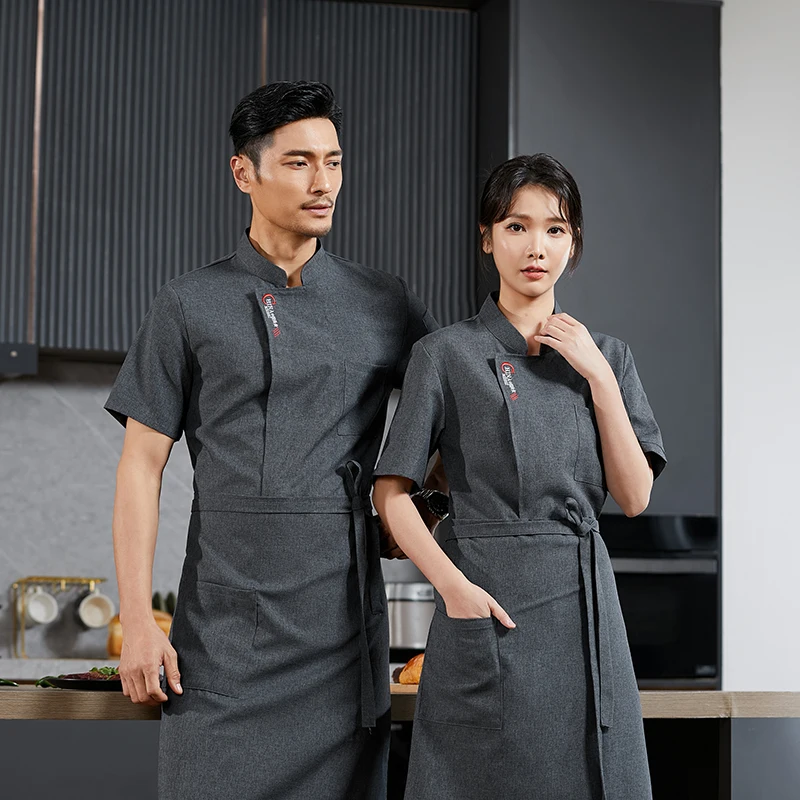 Unisex Chef-Jas Zomer Keuken Shirts Hotel Restaurant Kelner Uniformen Bakkerij Werkkleding Comfortabele Kookkleding Tops