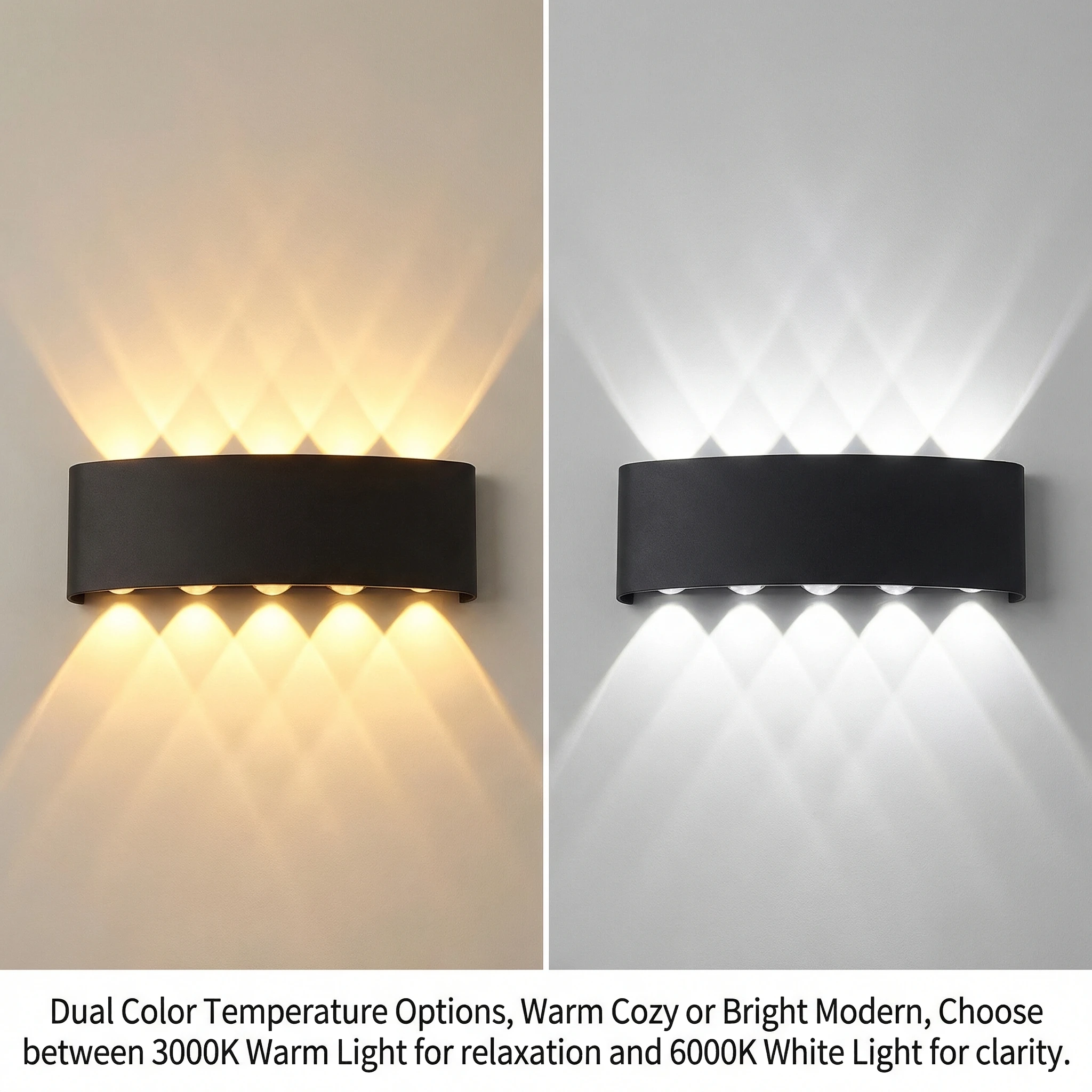 Lampu Dinding LED 2W/4W/6W/8W/10W Modern, Lampu Dinding Aluminium Hardwired, Lampu Dinding Hitam Model Up Down untuk Ruang Tamu