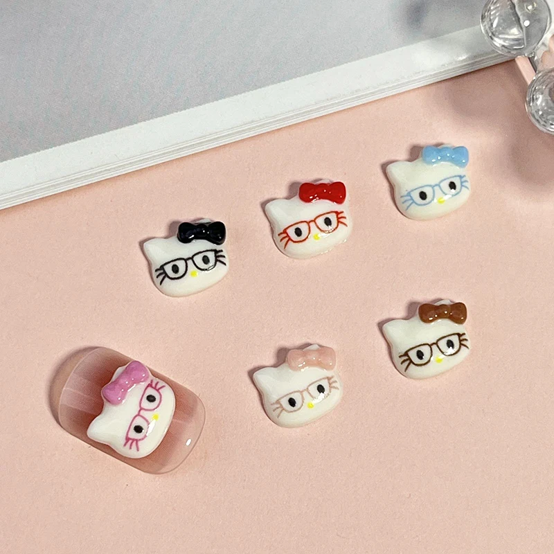 20Pcs Sanrio Hello Kitty Nail Accessories Anime Kawaii Cartoon Resin Diy Nail Earring Decorations Nail Accessories Toys Girls