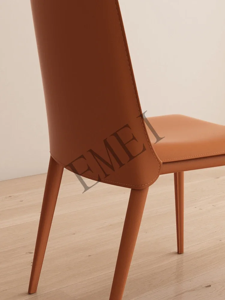 Cream style home dining  restaurant minimalist saddle leather Italian style modern simple back  designer light luxury chair