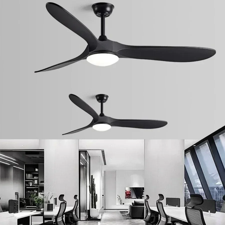 Moderne plafondventilator met lage vloer en verlichting, 6 snelheden verstelbare gelijkstroommotor Omkeerbaar blad Afstandsbediening LED-ventilator