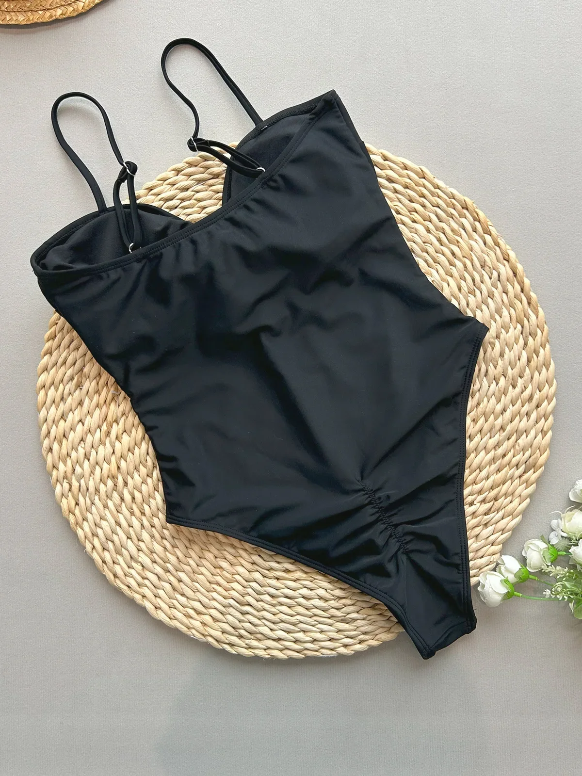Rosa pontos maiô de uma peça monokini sexy preto banho 2025 retalhos maiô de uma peça beachwear para mulher